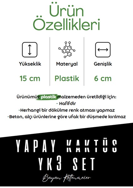 Yapay Kaktüs 3'lü Set Yk3 - Yapay Çiçek - Yapay Bitki fiyatları