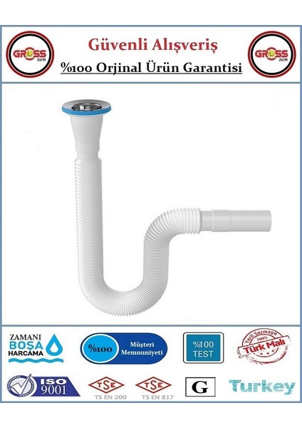 Lavabo Gider Sifonu Körüklü - Uzun