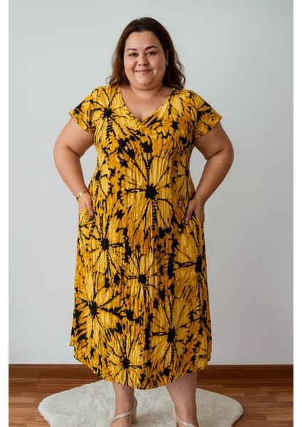 Sihirli Otantik Oversize Kadın Elbise Batik Desen indirimleri