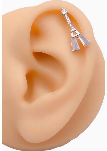 Cerrrahi Çelik Zirkon Taşlı Eyfel Tragus Helix Piercing (1ADET)