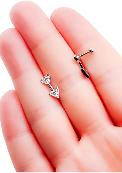 Cerrrahi Çelik Zirkon Taşlı ''eros'un Oku'' Tragus Helix Piercing (1ADET) modelleri