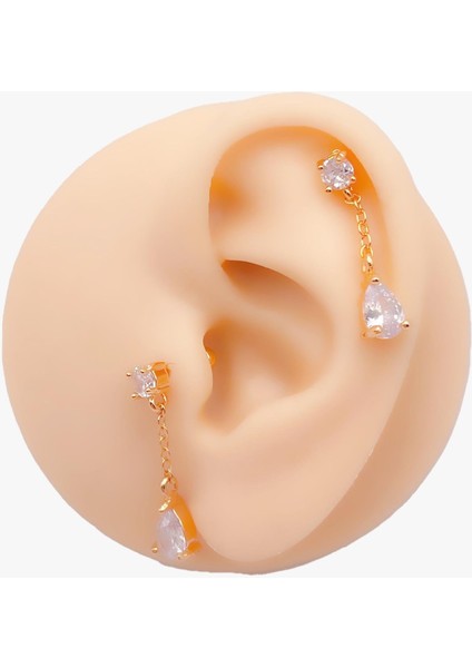 Cerrrahi Çelik Zirkon Taşlı Damla Taşlı Sallantılı Tragus Helix Piercing (1ADET) fiyatları