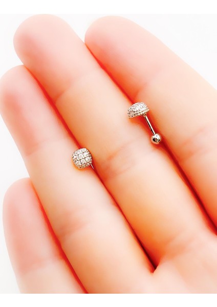 Cerrahi Çelik Piercing Zirkon Taşlı Baget Kıkırdak Helix Tragus Piercing (1ADET) modelleri