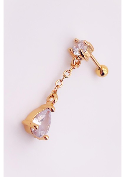 Cerrrahi Çelik Zirkon Taşlı Damla Taşlı Sallantılı Tragus Helix Piercing (1ADET) fırsatları