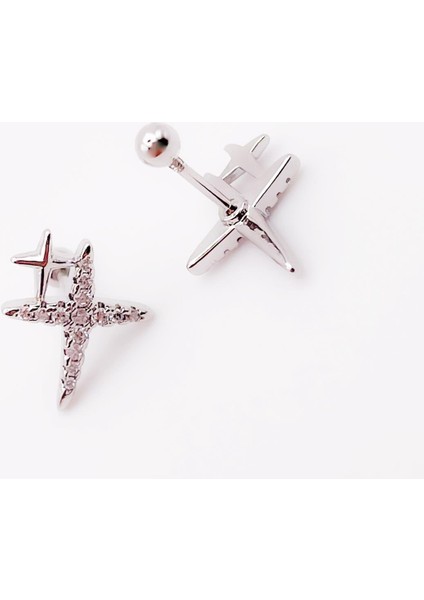 Cerrrahi Çelik Zirkon Taşlı Çift Haç Tragus Helix Piercing (1ADET) indirimleri