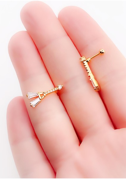 Cerrrahi Çelik Zirkon Taşlı Eyfel Tragus Helix Piercing (1ADET) modelleri