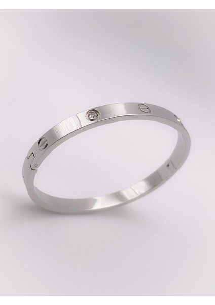 Çelik Marka Model Taşlı Bileklik - Gümüş indirimleri