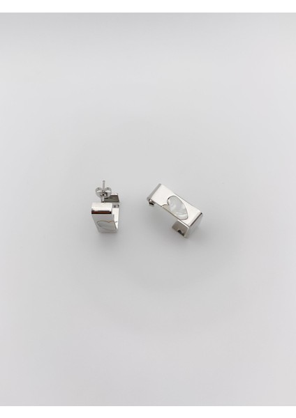 Çelik Marka Model Geometrik Kalp Detaylı Küpe Renk Gümüş fiyatları