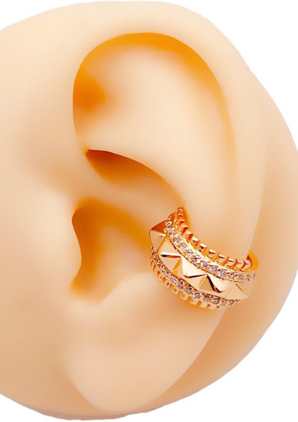 Zirkon Taşlı Tamtur Sıkıştırma Kıkırdak Küpe Piercing (1ADET)