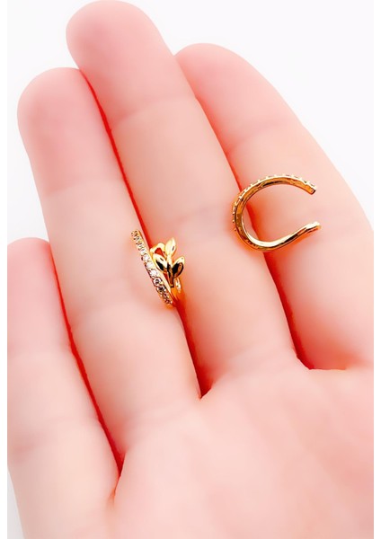 Zirkon Taşlı Zeytin Dalı Sıkıştırma Kıkırdak Küpe ( Earcuff ) Piercing (1ADET) modelleri