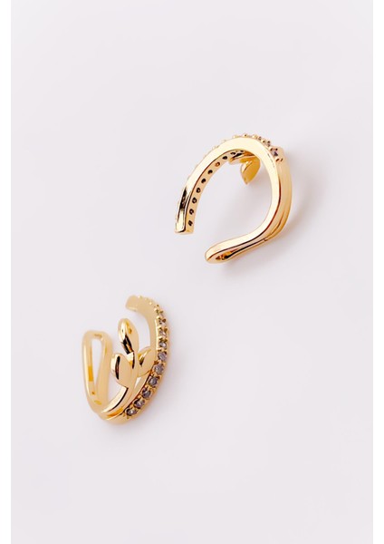 Zirkon Taşlı Zeytin Dalı Sıkıştırma Kıkırdak Küpe ( Earcuff ) Piercing (1ADET) indirimleri