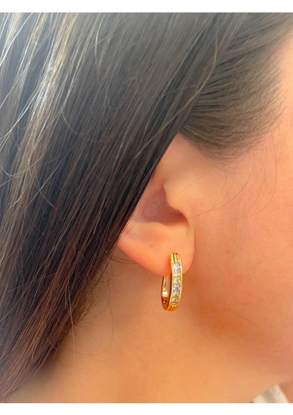 Özel Seri Taşlı Küpe Rose Gold modelleri