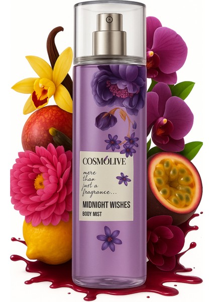 Vücut Spreyi Body Mist | Bombshell | Midnight Wishes | Kadın | Işıltılı | Nemlendirici | 250 ml