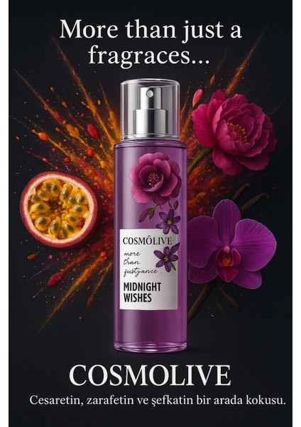 Vücut Spreyi Body Mist | Bombshell | Midnight Wishes | Kadın | Işıltılı | Nemlendirici | 250 ml