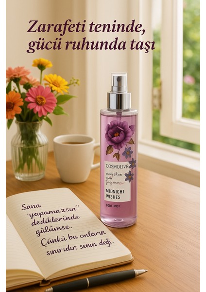 Vücut Spreyi Body Mist | Bombshell | Midnight Wishes | Kadın | Işıltılı | Nemlendirici | 250 ml