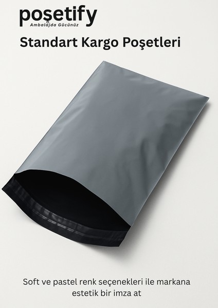 Gri Cepsiz Kargo Poşeti 35X45+5 cm | Yapışkan Bantlı Kargo Zarfı | 50’li E-Ticaret Poşeti