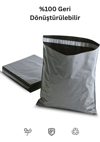 Gri Cepsiz Kargo Poşeti 35X45+5 cm | Yapışkan Bantlı Kargo Zarfı | 50’li E-Ticaret Poşeti