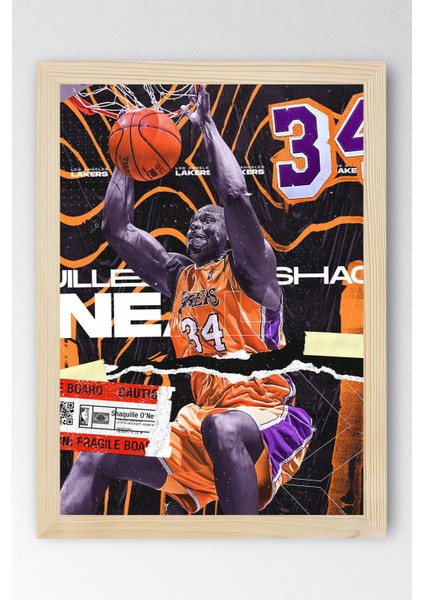Shaquille O'neal Çerçeveli Tablo - Los Angeles Lakers Nba Posteri Tablo