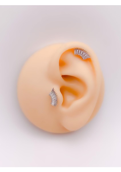 Cerrrahi Çelik Piercing ( Pirsing ) Zirkon Taşlı Kirpik Figürlü Tragus Helix Piercing (1ADET)