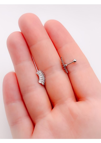 Cerrrahi Çelik Piercing ( Pirsing ) Zirkon Taşlı Kirpik Figürlü Tragus Helix Piercing (1ADET) fiyatları