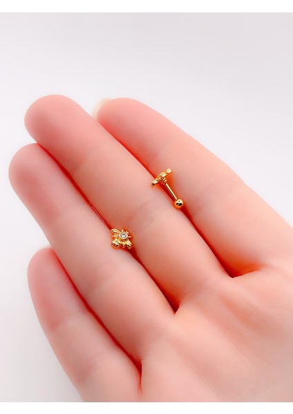 Cerrrahi Çelik Piercing ( Pirsing ) Tek Taşlı Arı Figürlü Tragus Helix Piercing (1ADET) fiyatları