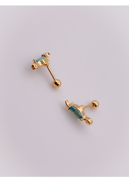 Cerrrahi Çelik Piercing ( Pirsing ) Mavi Taşlı Kaplumbağa Tragus Helix Piercing (1ADET) fırsatları