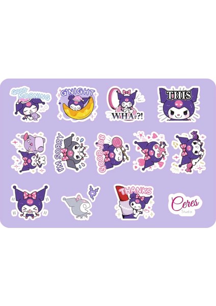 Kuromi Sanrio Hello Kitty Sticker Etiket 2 Sayfa 25 Adet Etiket