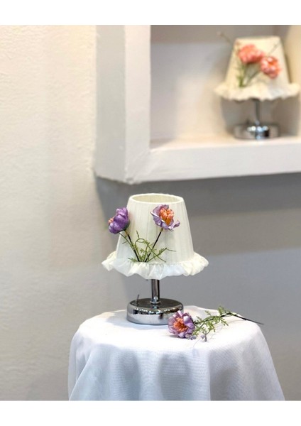 Ipek Gelincik Kablosuz Pilli Masa Lambası, Gümüş ve Krem Renk Seçenekleri modelleri