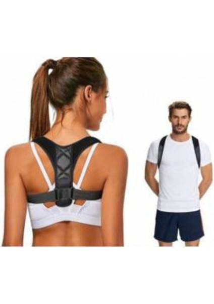 Deri Desenli, Kemerli, Ortopedik, Omuz ve Dik Duruş Destekleyici Korsen Siyah Renk