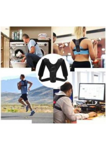 Deri Desenli, Kemerli, Ortopedik, Omuz ve Dik Duruş Destekleyici Korsen Siyah Renk modelleri