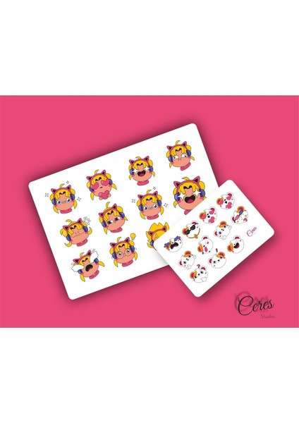 Anime Emoji Set 22 Adet Etiket 2 Sayfa 9X13CM
