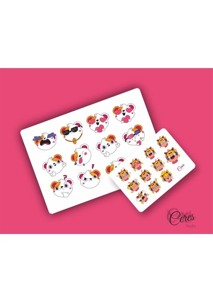 Anime Emoji Set 22 Adet Etiket 2 Sayfa 9X13CM