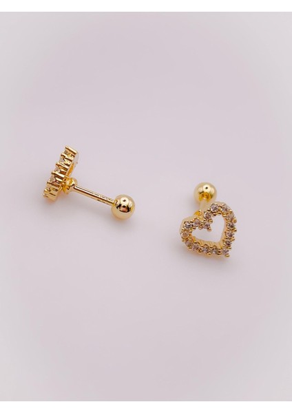 Cerrahi Çelik Piercing Full Taşlı Minimal Kalp Kıkırdak Helix Tragus Piercing (1ADET) fırsatları