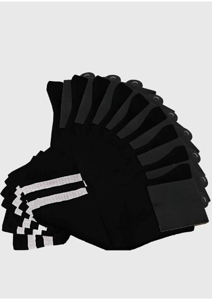 Unisex 8 Çift Tenis Kolej Siyah Spor Çorap