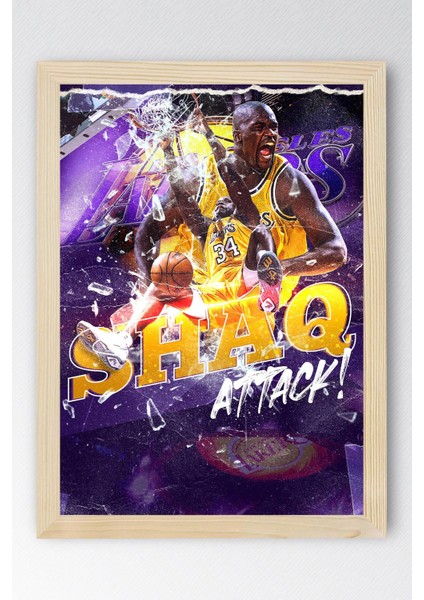 Shaquille O'neal Çerçeveli Tablo - Shaq Attack Nba Posteri Tablo