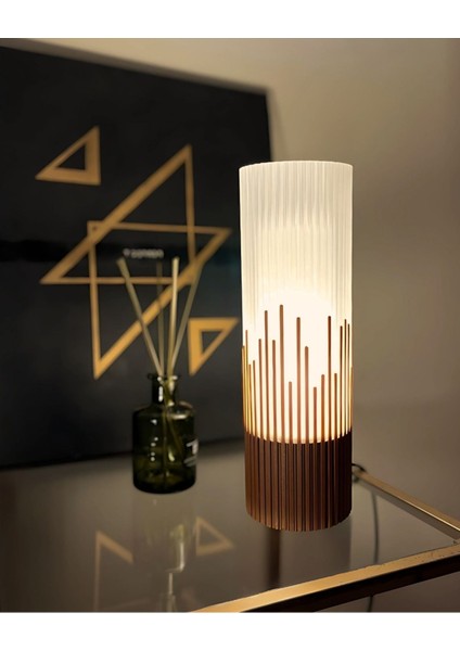 Modern 3D Baskı Kahverengi Masa Lambası, Özel Tasarım, Sınırlı Üretim