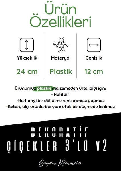 Dekoratif 3 Lü Çiçekler V2 Dekoratif Obje - Biblo - Dekor fiyatları