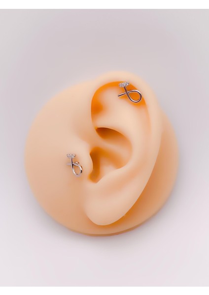 Cerrrahi Çelik Piercing ( Pirsing ) Taşlı Tasarım Çivi Tragus Helix Piercing (1ADET)
