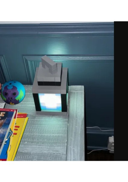 Minecraft Temalı Mavi Gece Lambası, Figür Yuvası ile Şık ve Sıcak Ortam Sağlar modelleri