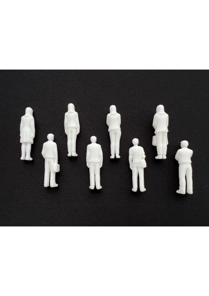 Minyatür İnsan Figür Seti – 1/50 Ölçek, 3.5cm, Boyanabilir, 8’li Set