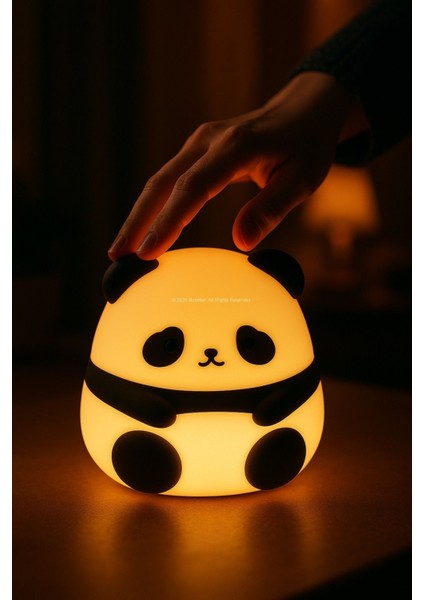 Renkli Panda Figürlü Dokunmatik USB Gece Lambası, Bebek ve Çocuk Odası Için Işık