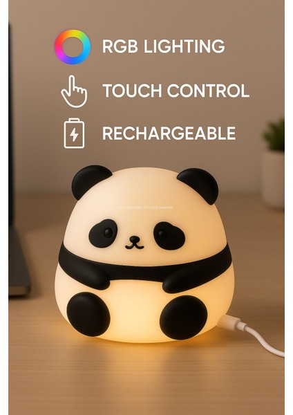 Renkli Panda Figürlü Dokunmatik USB Gece Lambası, Bebek ve Çocuk Odası Için Işık indirimleri