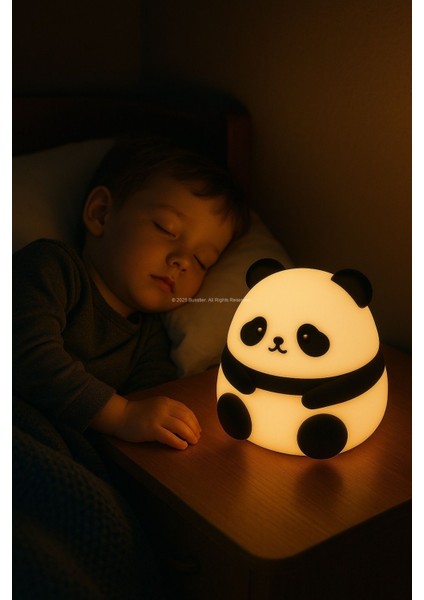 Renkli Panda Figürlü Dokunmatik USB Gece Lambası, Bebek ve Çocuk Odası Için Işık
