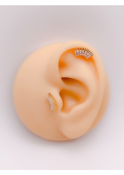 Cerrrahi Çelik Piercing ( Pirsing ) Zirkon Taşlı Kirpik Figürlü Tragus Helix Piercing (1ADET)