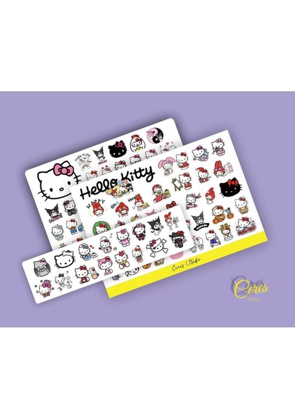 Sanrio Hello Kitty Kuromi Melody Sticker Etiket 3 Sayfa 93 Adet Etiket