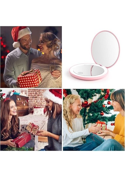 Büyüteçli LED Işıklı Makyaj Aynası 10X Büyüteç Katlanabilir Taşınabilir Seyahat Aynası