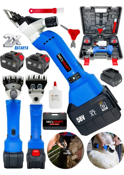 Profesyonel Yeni Nesil Güçlendirilmiş Adaptörlü Akülü Yeni Nesil Koyun Kırkma Makinesi