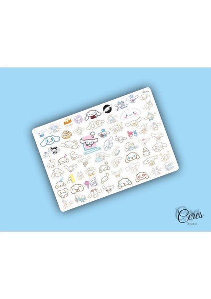 Cinnamoroll Sanrio Hello Kitty Sticker Etiket 1 Sayfa 63 Adet Etiket Bullet Journal Için Uygundur.
