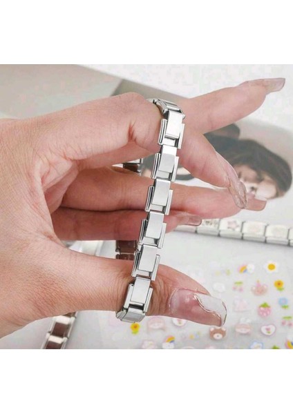 Yazısız Model Paslanmaz Çelik Italyan Charm Bileklik Nomi Bileklik Çelik Esnek Bileklik 16-24 cm 9mm fiyatları