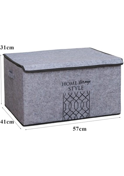 Gri Keçe Kapaklı Çok Amaçlı Mega Plus Kutu Hurç 57X41X31 Cm, Şeffaf Bölmeli ve Şık Tasarım fiyatları